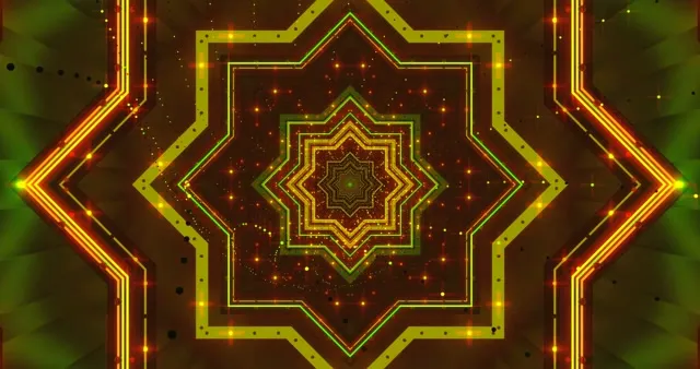 Green Yellow Neon Geometric Star VJ Loop 4K | Trippy