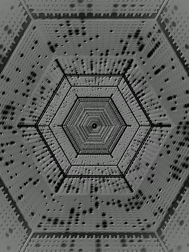 Sešstūra Neona Tunelis Pelēks 3:4 iPad Portrait 60fps Ekrānsaudzētājs VJ Loop