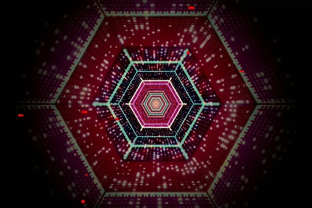 VJ loop Tunel Neon Vorbull Heksagonal Vjollcë 3:2 surface 60fps ruajtës ekrani