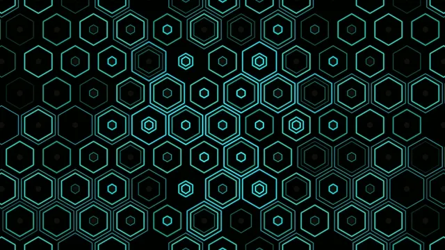 Hexagonal pattern in blue and black colors on a digital screen