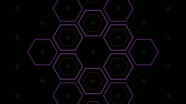Hexagonal shapes in a geometric pattern on a black background