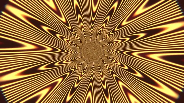 Hypnotic 4K golden tunnel loop with radiating geometric lines
