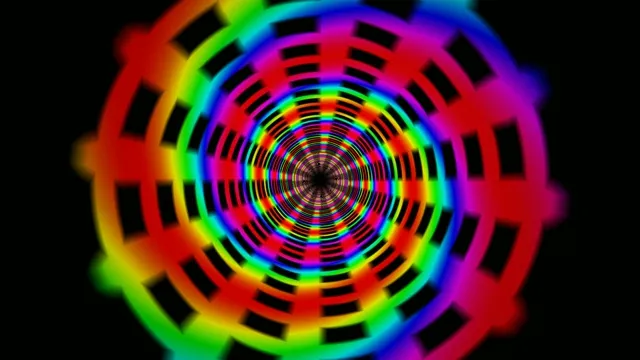 Hypnotic 4K neon tunnel loop with vibrant rainbow colors