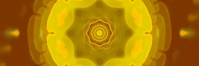 催眠的金色同心圓從中心向外輻射，在閃爍的黃色霓虹隧道中產生無限深度效果，散發溫暖琥珀色光芒