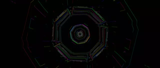 Hypnotisk Åttakant Neon Tunnel 21:9 Ultrawide 60fps VJ Loop Screensaver