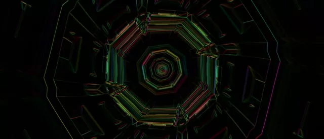 Hypnotisk Oktagonal Neon Tunnel 21:9 Ultrawide 60fps VJLoops Screensaver