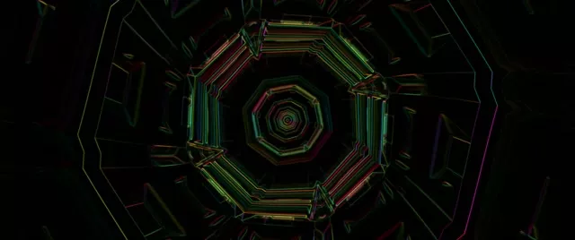 Hypnotic Octagonal Neon Tunnel VJ Loop 2.39:1 Cinemascope 60fps Screensaver