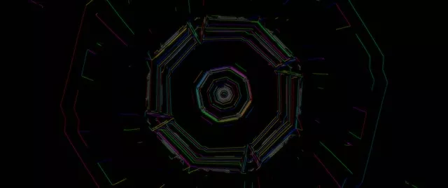 Hypnotický Octagonal Neon Tunnel Vortex | 2.39:1 Cinemascope 60fps Screensaver Loop