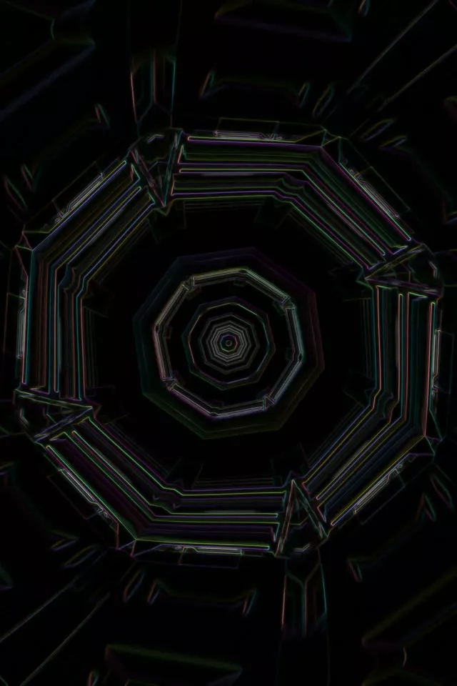 Unendliches Achteck Neon-Tunnel 9:16 Reels 60fps VJLoops Screensaver