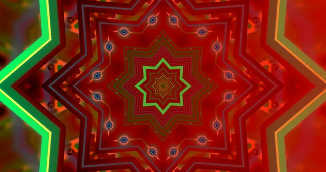 Kaleidoscope Neon Star Pattern VJ Loop 4K 60fps