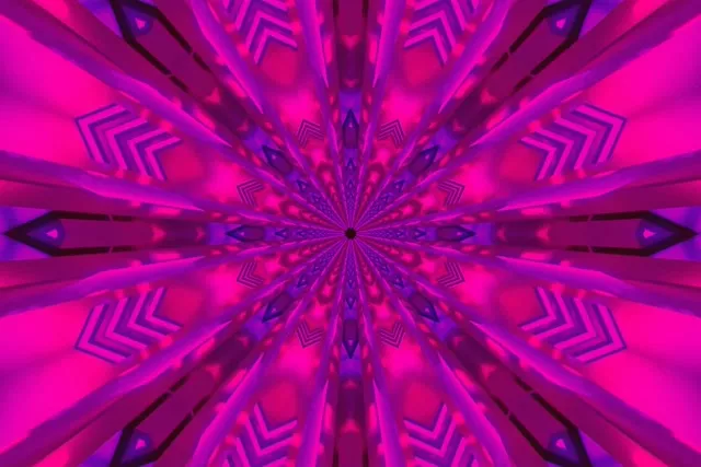 Kaleidoscope Neon Tunnel 3:2 Surface 60fps VJ Loop Screensaver Pulsating Symmetry