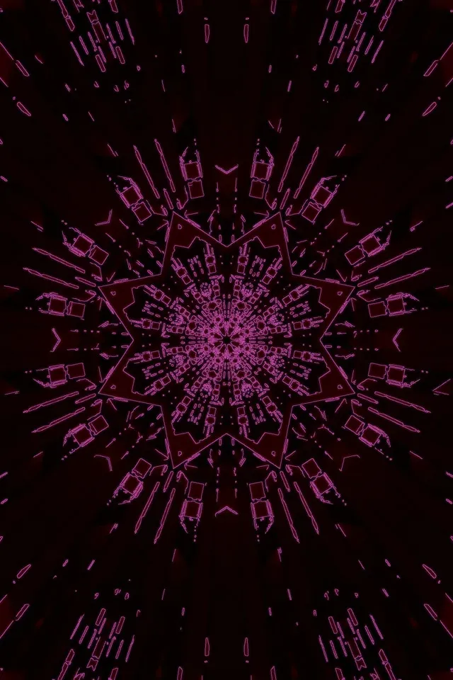 Neon Tunnel Rosa Kaleidoskop Stjerne VJLoops 2:3 Foto Portrett 60fps Skjermsparer