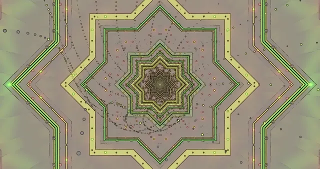 Neon Circuit Board Star Pattern VJ Loop 4K 60fps | Tech