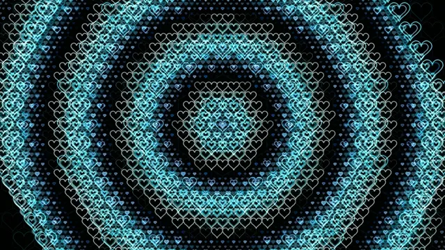 Neon Cyan Hearts Geometric Pattern Animation