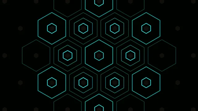 Neon cyan hexagon grid 4K UHD motion background loop