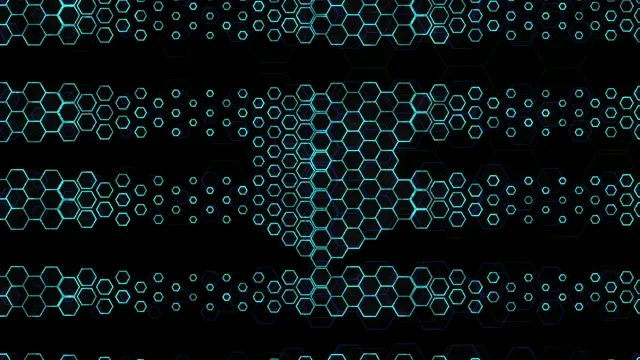 Neon cyan hexagon particles 4K motion background for broadcast