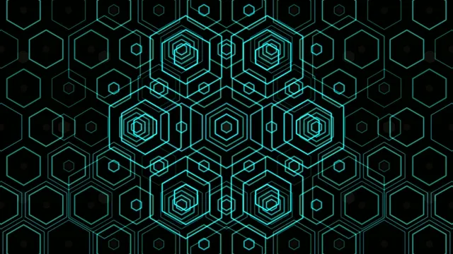 Neon cyan hexagon pattern 4K UHD widescreen motion background