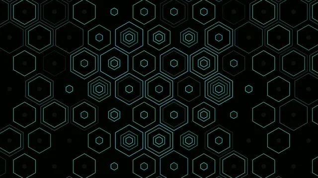 Neon Cyan Hexagons Geometric Pattern Animation