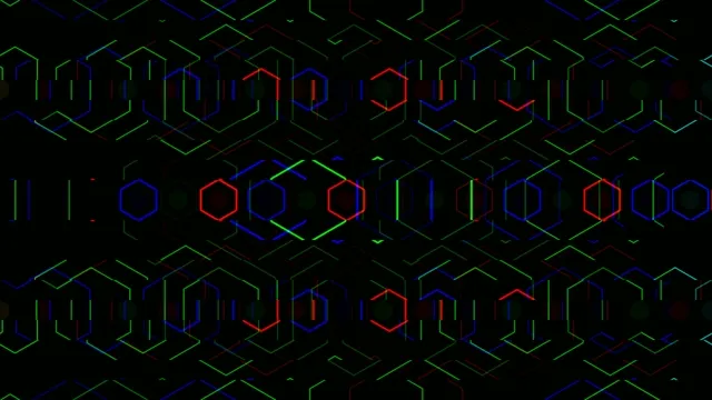 Neon geometric hexagon 4K UHD motion background for broadcast