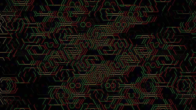 Neon Geometric Hexagon Matrix - 4K Tech Background