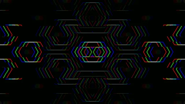 Neon geometric hexagon motion background 4K UHD widescreen