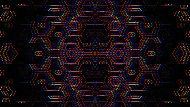 Neon geometric hexagon pattern 4K UHD motion background loop