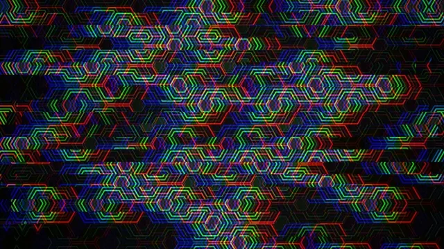 Neon glitch hexagon loop 4K UHD widescreen motion background