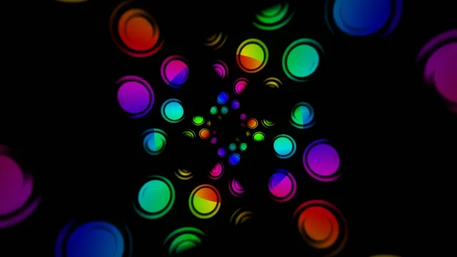 Neon Glowing Circles Motion Abstract Background