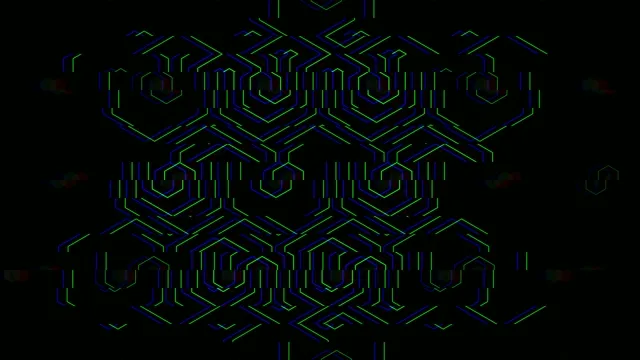 Neon Green Blue Hexagon Grid Loop 4K