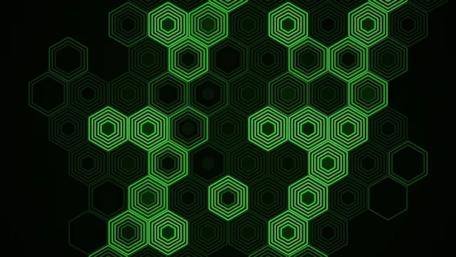 Neon Green Hexagon Grid Animation on Black Background