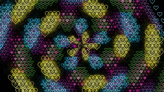 Neon heart pattern 4K UHD widescreen background loop