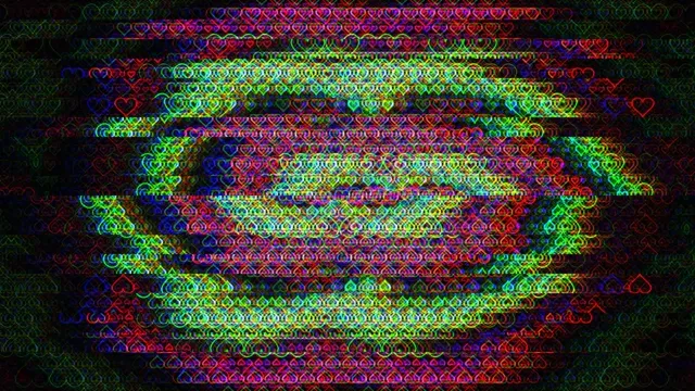 Neon heart pattern glitch 4K UHD widescreen motion background