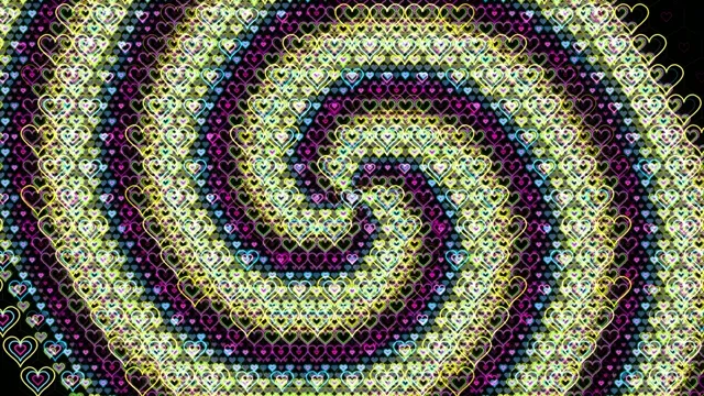 Neon hearts 4K UHD widescreen motion background for broadcasts