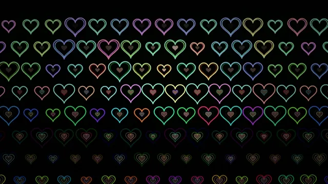 Neon hearts loop 4K UHD widescreen motion background for video