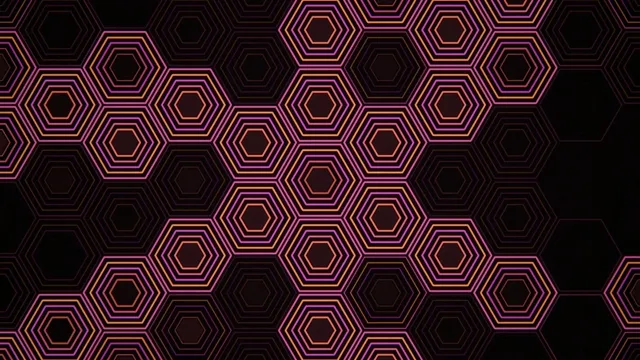 Neon hexagon 4K motion background with dynamic geometric animation
