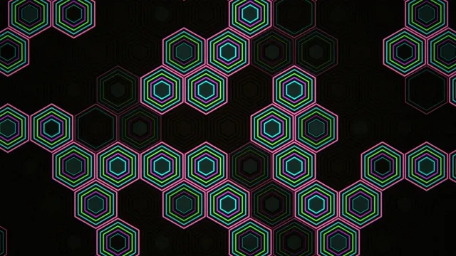 Neon hexagon 4K UHD motion background for broadcast and presentations