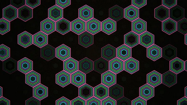 Neon hexagon 4K UHD motion background with vibrant cyan pink glow