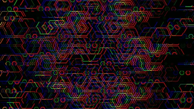Neon Hexagon Circuit Pattern - 4K Abstract Motion