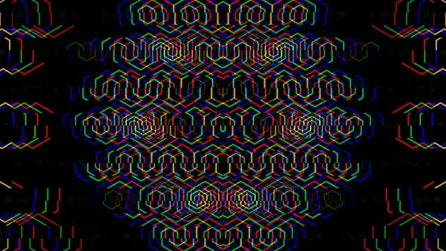 Neon hexagon geometric motion 4K UHD widescreen background loop