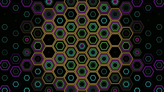 Neon hexagon geometric pattern 4K UHD motion background loop