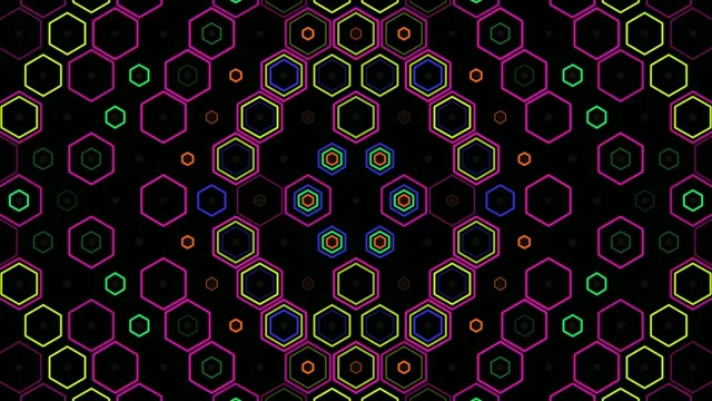 Neon hexagon geometric pattern 4K UHD widescreen background loop