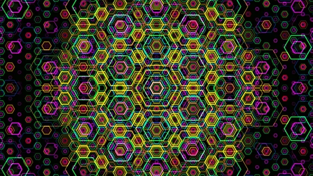 Neon hexagon geometric pattern 4K UHD widescreen background loop