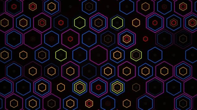 Neon hexagon grid 4K animated background for broadcast and video editing