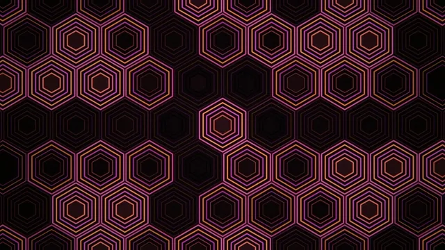 Neon hexagon grid 4K motion background for broadcast and streaming