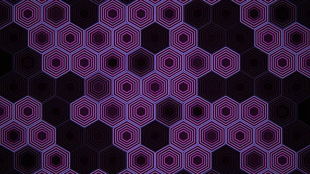 Neon hexagon grid 4K motion background for broadcast and streaming