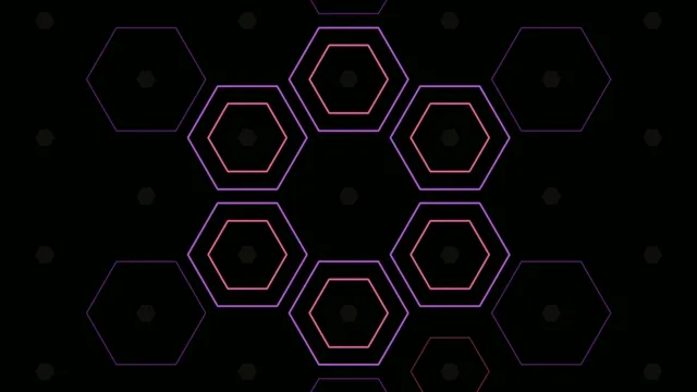 Neon hexagon grid 4K motion background for broadcast and streaming