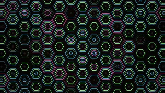 Neon hexagon grid 4K motion background for broadcast and streaming