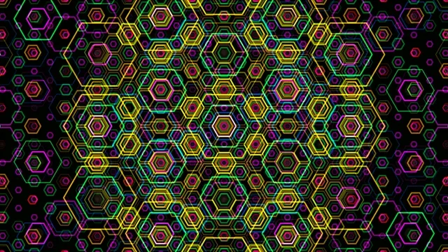 Neon hexagon grid 4K motion background for broadcast and streaming