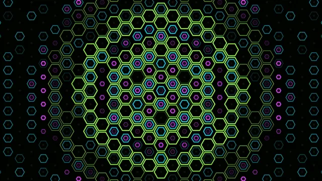 Neon hexagon grid 4K motion background for broadcast and streaming
