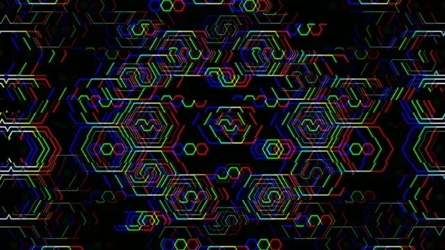 Neon hexagon grid 4K motion background for broadcast and streaming
